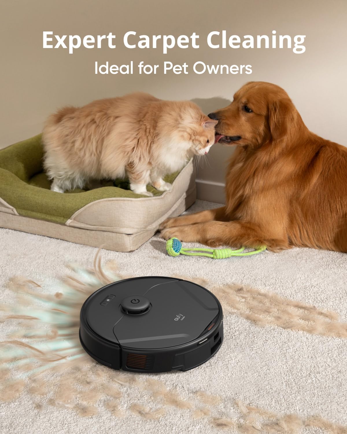eufy Clean X8 Pro Robot Vacuum Self-Empty Station, Twin-Turbine 2× 4,000 Pa Powerful Suction, Active Detangling Roller Brush, and iPath Laser Navigation for Pet Hair Deep Cleaning on Carpet