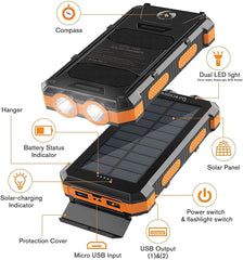 Solar Charger 30000mAh Solar Power Bank for Outdoor Camping, Solar Phone Charger for Emergency - Smart Tech Shopping