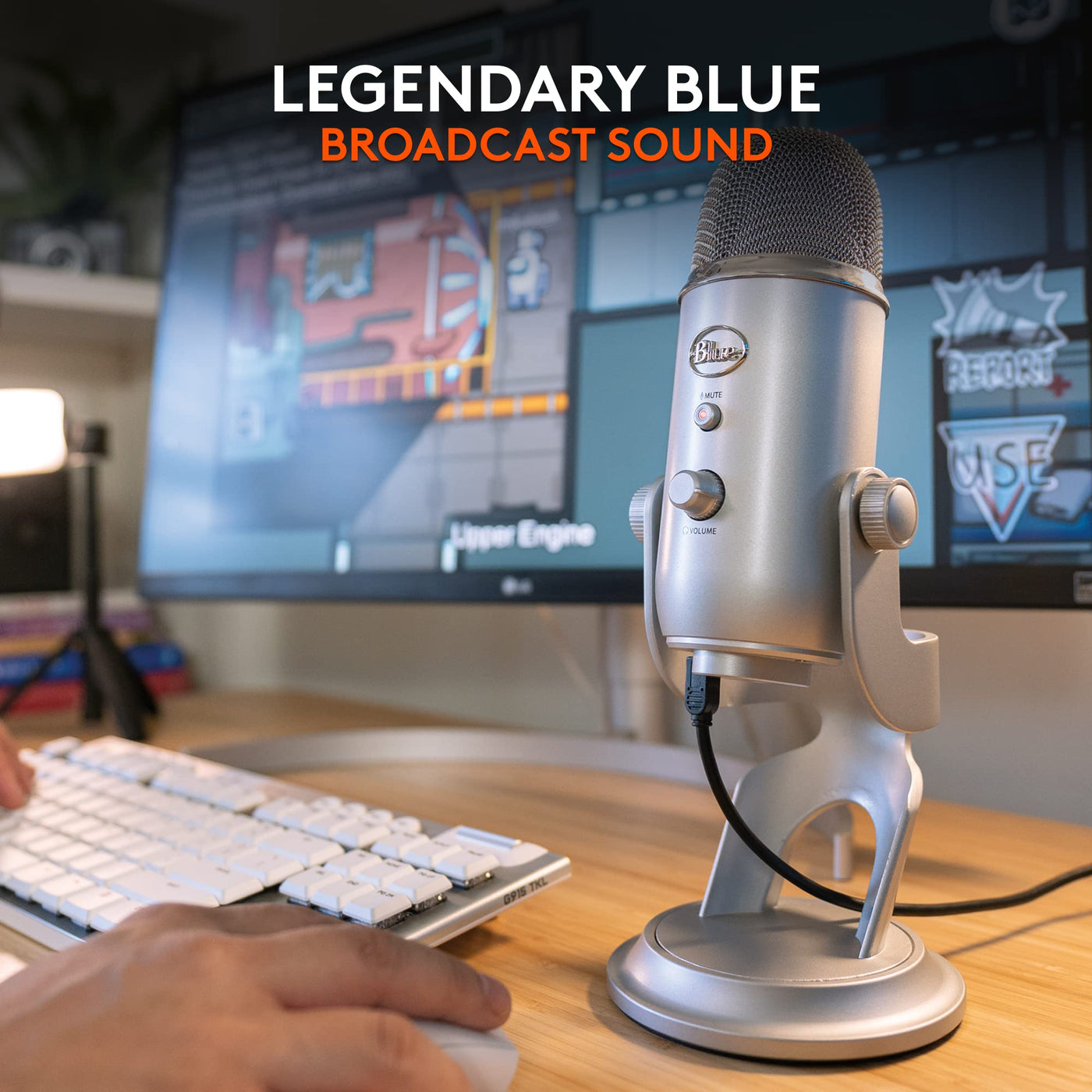 Blue Yeti USB Microphone for Recording Adjustable Stand Plug and Play Silver