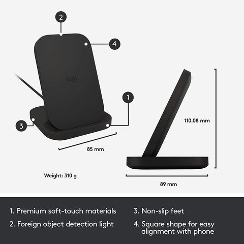 Logitech 10W Wireless Charging Stand - Charging iPhone, Samsung, LG, Google & More - Smart Tech Shopping