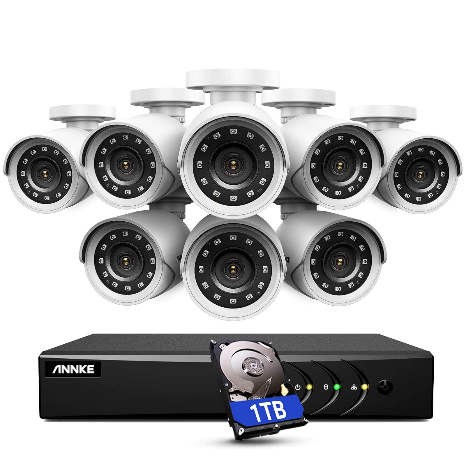 ANNKE 5MP Lite Wired Security Camera System with 1TB Hard Drive, H.265+ 8CH Surveillance DVR and 8 x 1080p HD Weatherproof CCTV Camera, 100 ft Night Vision, Easy Remote Access – E200