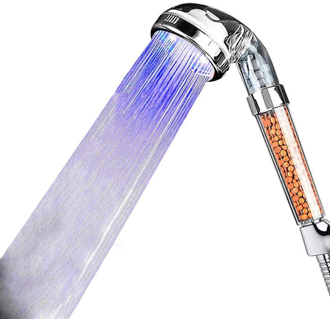 Booluee LED Shower Head High Pressure Water Saving Filter Handheld Showerhead for Repair Dry Skin and Hair - Smart Tech Shopping