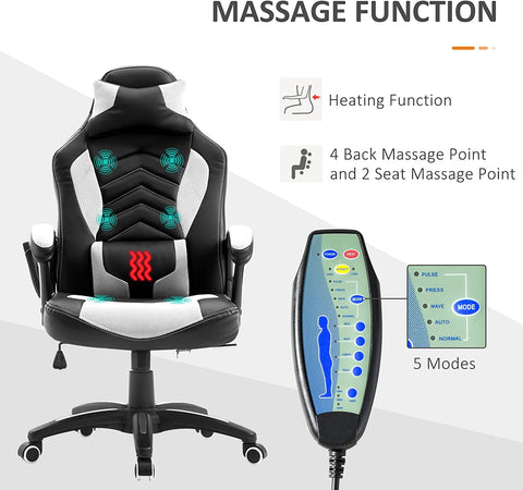 Best Gaming Chair with Heat and Massage - HOMCOM 6 Vibrating Point Massage Computer Gaming Chair with 5 Modes - Smart Tech Shopping