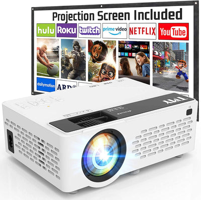 TMY 1080P Full HD 7500 Lumens Mini Movie Projector with Projector Screen Compatible with HDMI USB AV - Smart Tech Shopping