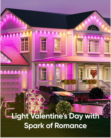eufy Permanent Outdoor Lights E120, 100ft with 60 Dual-LED RGB and Warm White Eave Lights, App Control, AI Light Design, Endless Themes for Valentine Décor, Christmas Lights, Works with eufy cameras