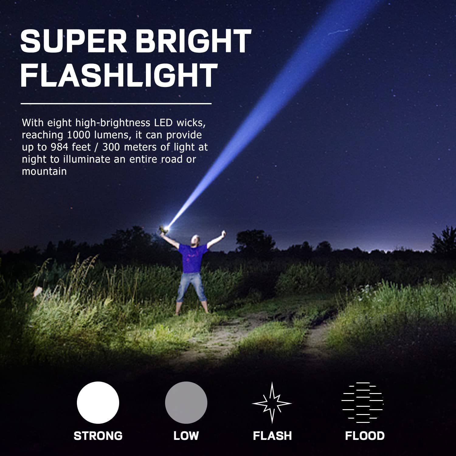 8 LED Rechargeable Handheld Solar Flashlight - Smart Tech Shopping
