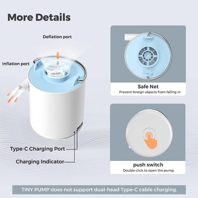 FLEXTAILGEAR Tiny and Portable Air Pump Ultra-Mini Pump with 1300mAh Battery USB Rechargeable