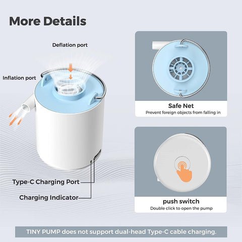 FLEXTAILGEAR Tiny Air Pump: Portable Inflator for Air Mattresses & Floats