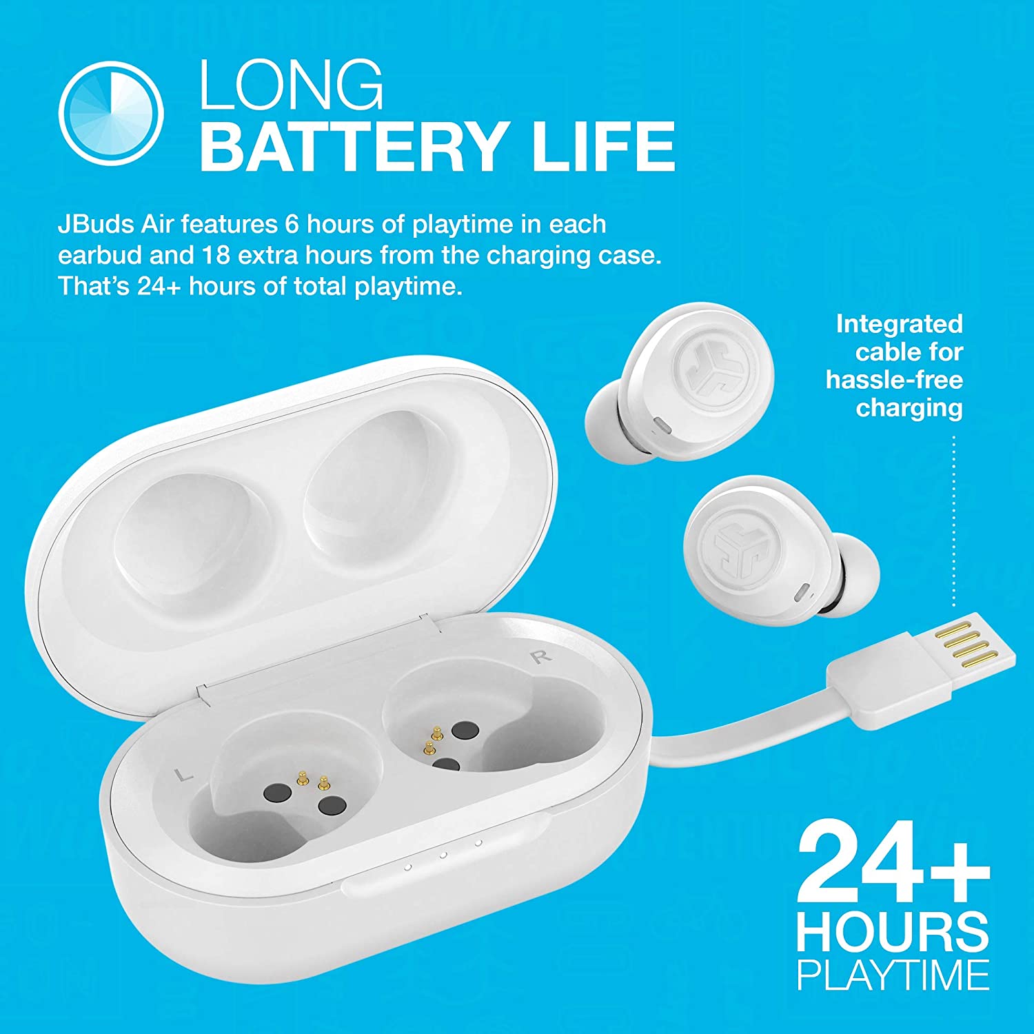 JLab JBuds Air True Wireless Signature Bluetooth Earbuds with Charging Case White Bluetooth 5.0 - Smart Tech Shopping