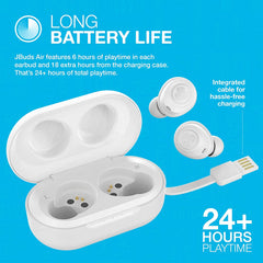 JLab JBuds Air True Wireless Signature Bluetooth Earbuds with Charging Case White Bluetooth 5.0 - Smart Tech Shopping