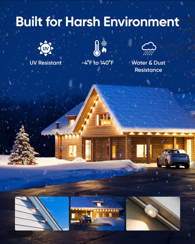eufy Permanent Outdoor Lights E120, 100ft with 60 Dual-LED RGB and Warm White Eave Lights, App Control, AI Light Design, Endless Themes for Valentine Décor, Christmas Lights, Works with eufy cameras