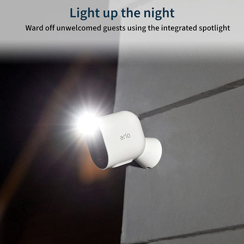 Arlo Pro 4 Wireless Spotlight Camera - 2K Video, Color Night Vision, 2-Way Audio, Direct to WiFi - White - Smart Tech Shopping