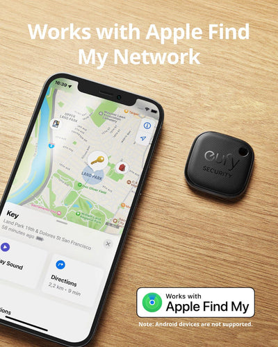 eufy Security by Anker SmartTrack Link (Black, 1-Pack), Android not Supported, Works with Apple Find My (iOS only), Key Finder, Bluetooth Tracker for Earbuds and Luggage, Phone Finder, Water Resistant