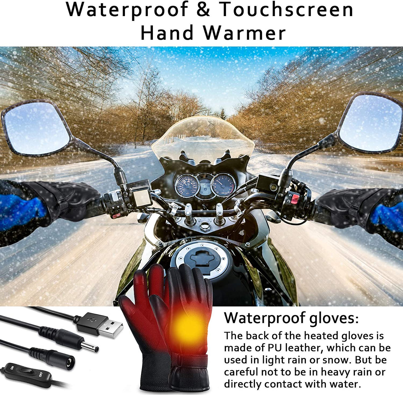 Unisex USB Heated Touch Screen Heating Waterproof Gloves Electric For Outdoor activities - Smart Tech Shopping