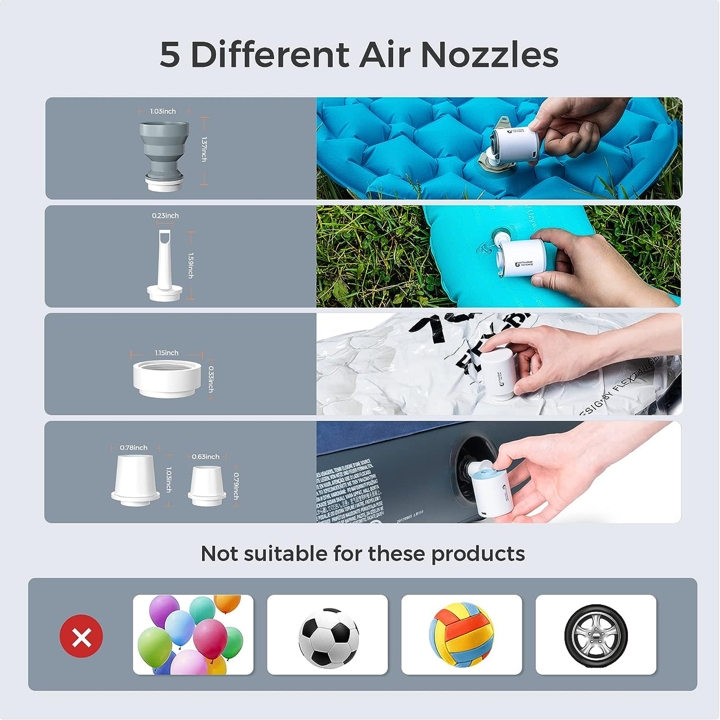 FLEXTAILGEAR Tiny and Portable Air Pump Ultra-Mini Pump with 1300mAh Battery USB Rechargeable