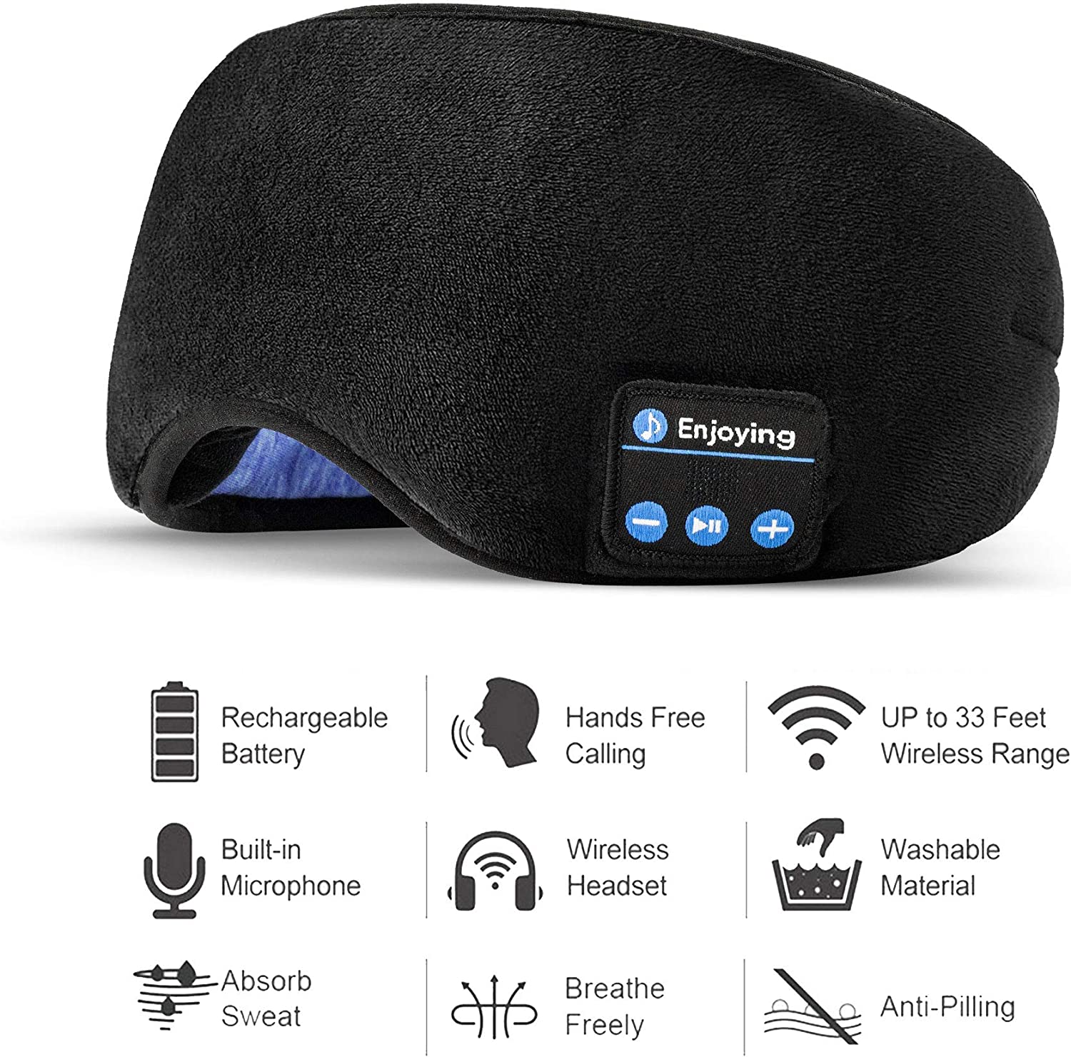 Voerou Sleep Headphones 5.2 Bluetooth Sleep Mask with Music and Ultra Thin Speakers - Smart Tech Shopping