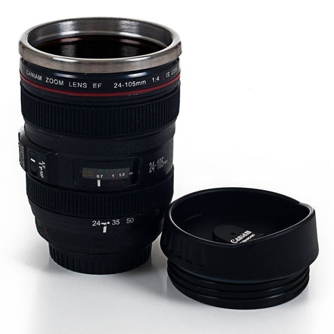 Home 82-260FQ Camera Lens Coffee Mug with Lid - 2 Piece Set, Black by Whetstone - Smart Tech Shopping