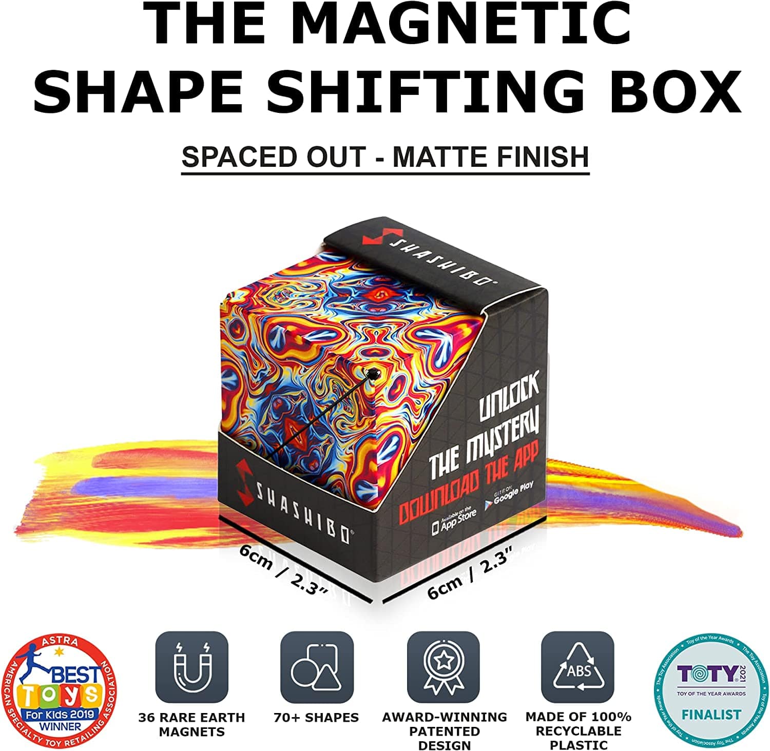 SHASHIBO Shape Shifting Box: Award-Winning Fidget Cube with 36 Rare Earth Magnets
