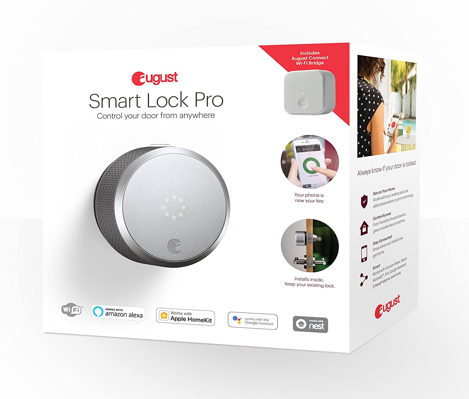 August Smart Lock Pro + Connect Hub - Wi-Fi Smart Lock for Keyless Entry - Works with Alexa, Google Assistant, and more – Silver - Smart Tech Shopping