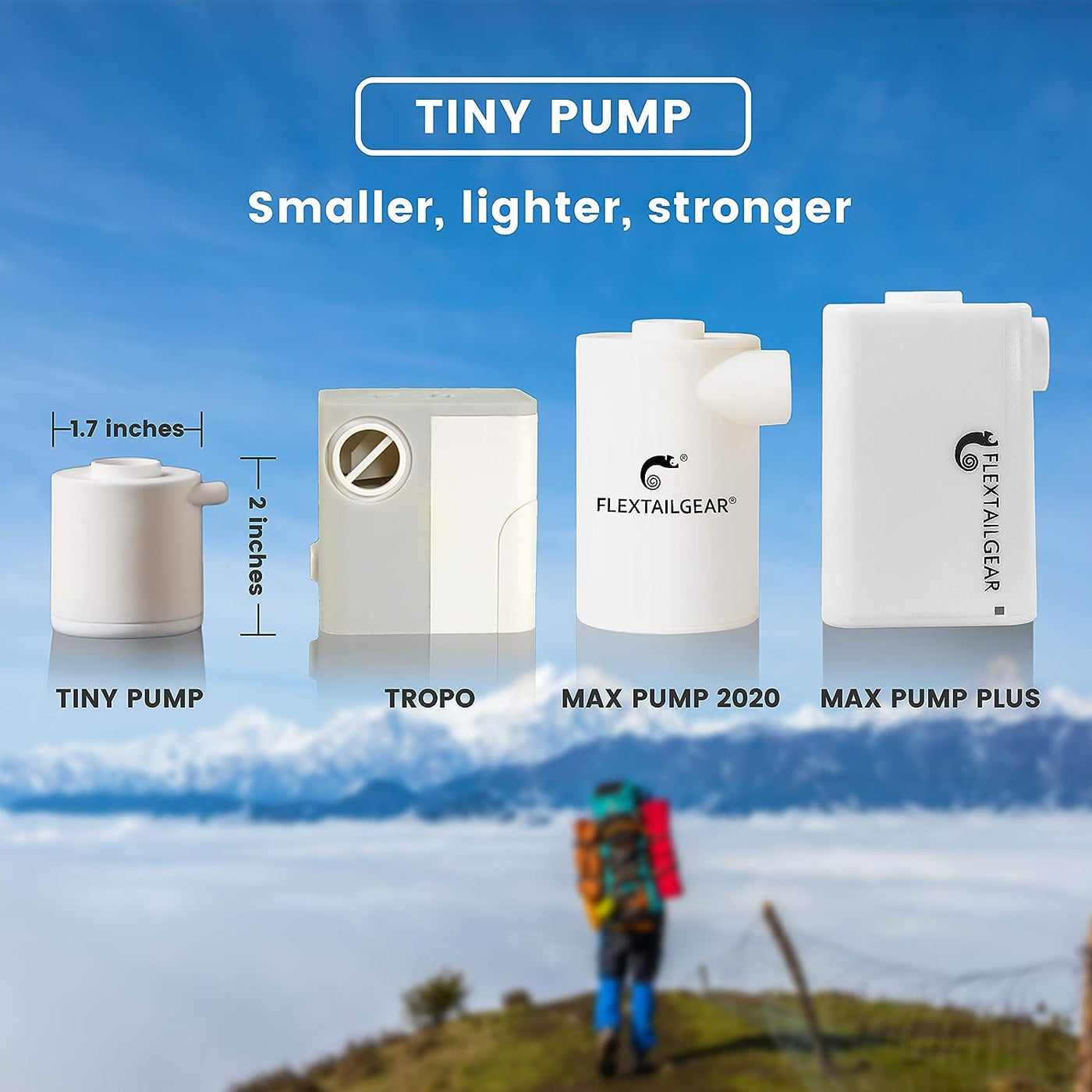 FLEXTAILGEAR Tiny and Portable Air Pump Ultra-Mini Pump with 1300mAh Battery USB Rechargeable