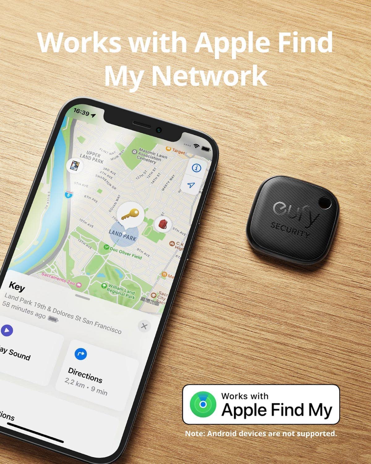 eufy Security by Anker SmartTrack Link (Black, 2-Pack), Android not Supported, Works with Apple Find My (iOS only), Key Finder, Bluetooth Tracker for Earbuds and Luggage, Phone Finder, Water Resistant