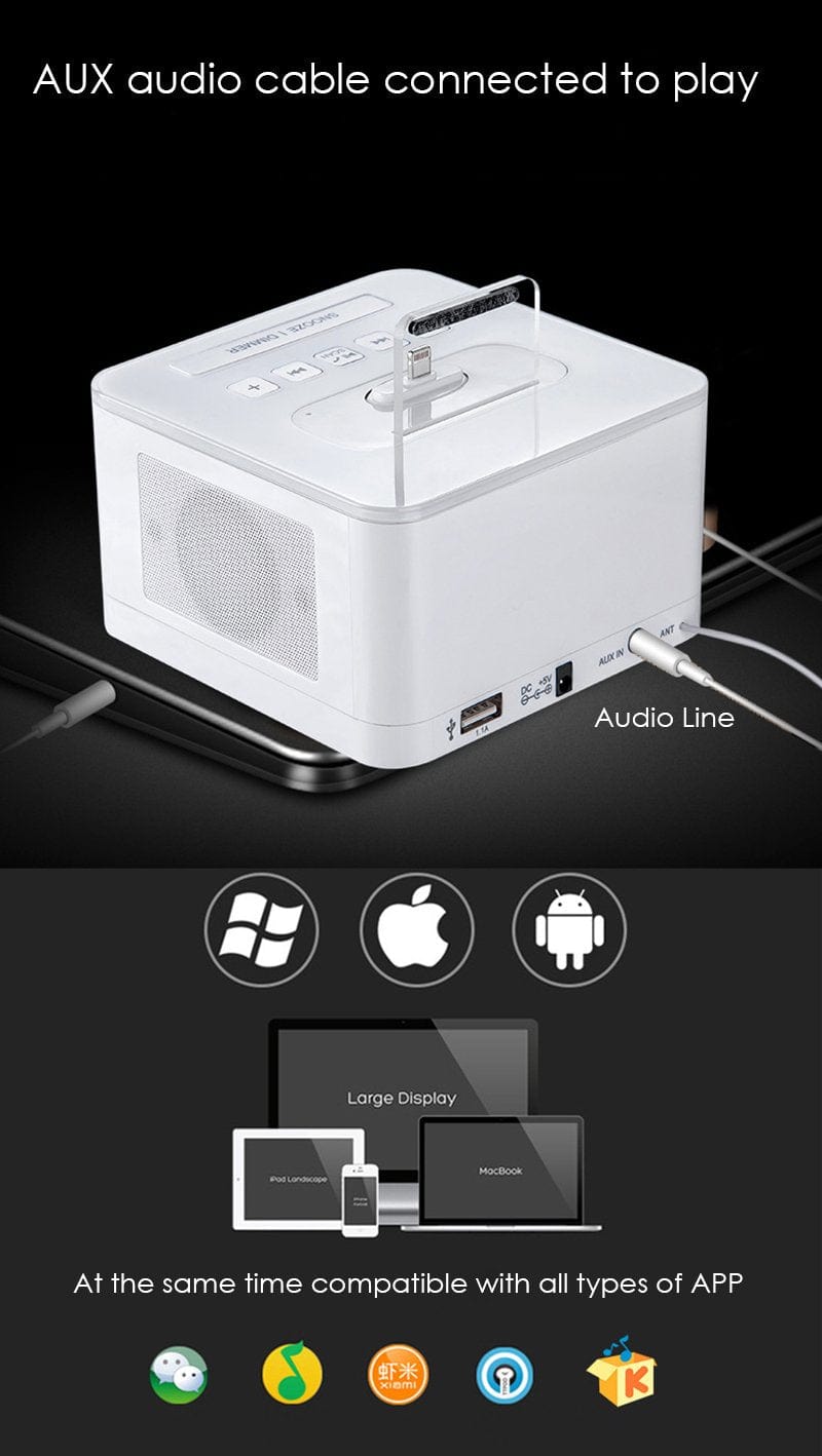 TOPROAD Wireless Bluetooth Speaker 8 Pin Charger Dock Station FM Radio Alarm Clock Audio Music - Smart Tech Shopping