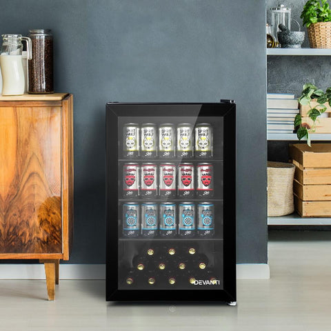 Devanti 70L Bar Fridge Glass Door Mini Countertop Freezer Fridges Bottle Cooler - Smart Tech Shopping