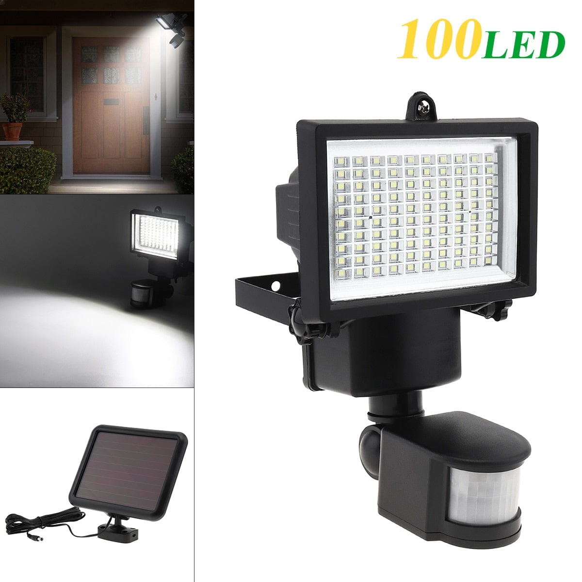 Solar Powered Security Light with Motion Sensor, 100 SMD LED Flood Light, Outdoor Garden Yard Security Lamp - Smart Tech Shopping