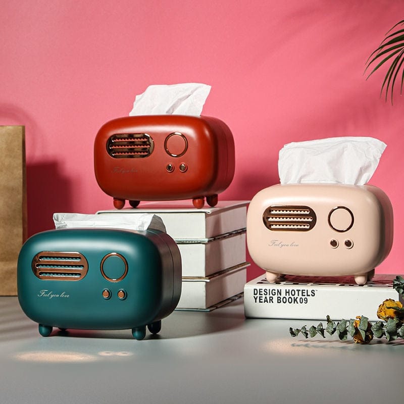 Vintage Style Back model radio tissue box desktop paper holder , Tissue dispenser