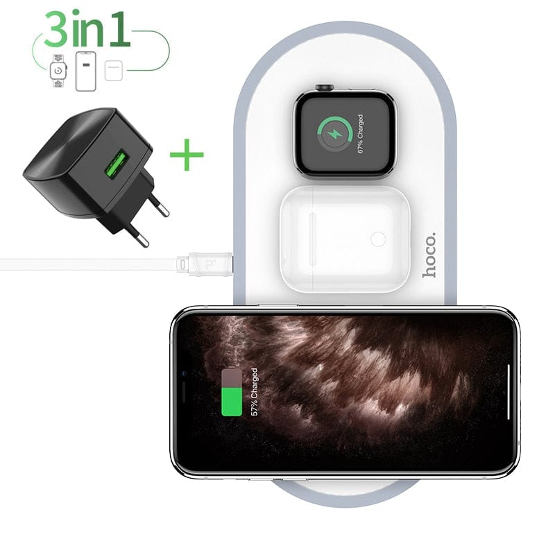 HOCO 3 in 1 Wireless Charger for iPhone, Apple iWatch & Airpods - Smart Tech Shopping