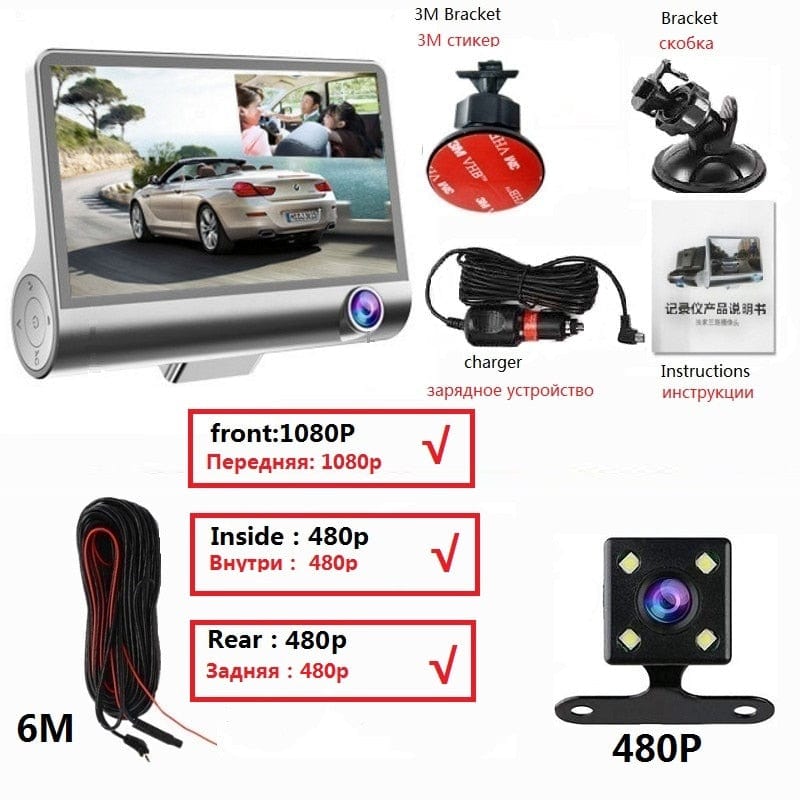 HD Night Car Dvr Dash Cam 4.0 Inch Video Recorder Auto Camera With Rear View Camera Dashcam - Smart Tech Shopping