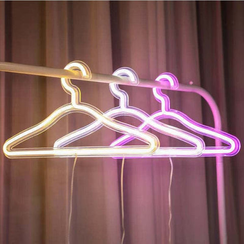Neon Lights USB LED Clothes Hanger, LED Neon Night Light DC 5V USB with Switch Shape Hanger Lamp Window Display - Smart Tech Shopping