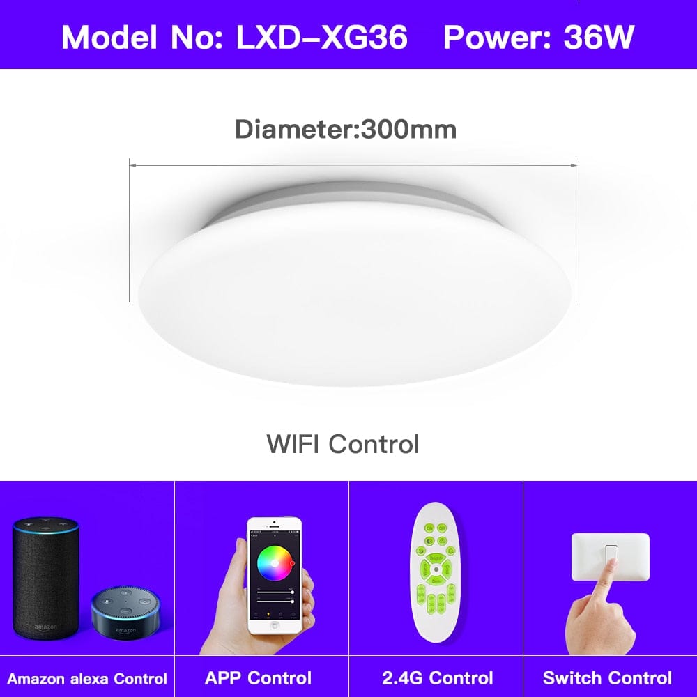 Smart LED Ceiling Light, Alexa/Google Home Compatible, WiFi Voice Control RGB Dimming - Smart Tech Shopping