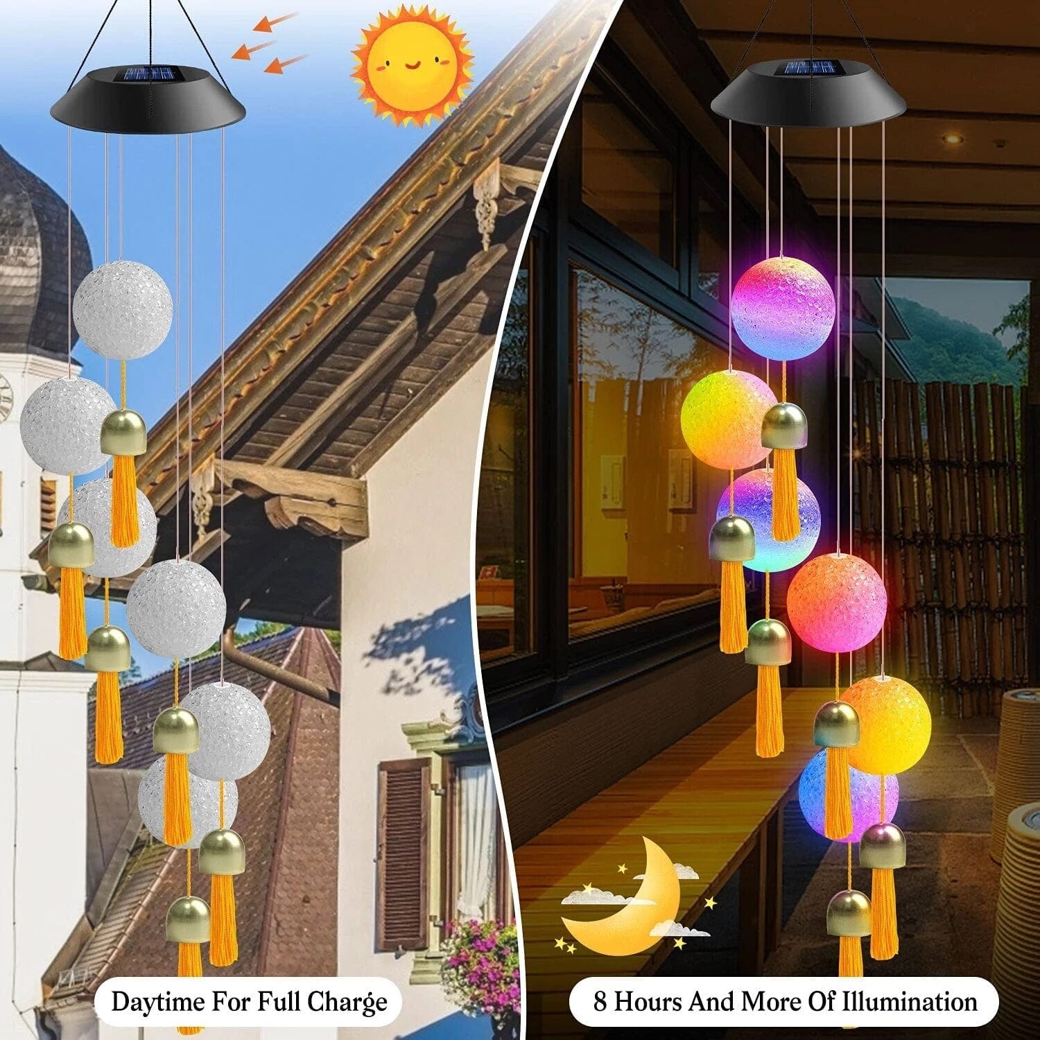 Light Up Your Nights! Solar Wind Chimes with Color-Changing LEDs (Outdoor)