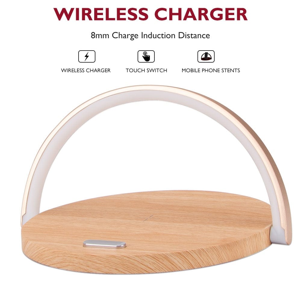 Brightness Adjustable QI Wireless Charging LED Bedside Lamp With Phone Holder - Smart Tech Shopping