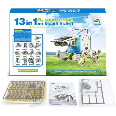 STEM 13-in-1 Solar Robot Toy Kit for Kids Age 8-12, Solar-Powered DIY Building Science Experiment Set