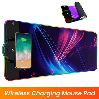 RGB Wireless Charging Mousepad, 15W Luminous Desk Mat for Gamers - Smart Tech Shopping