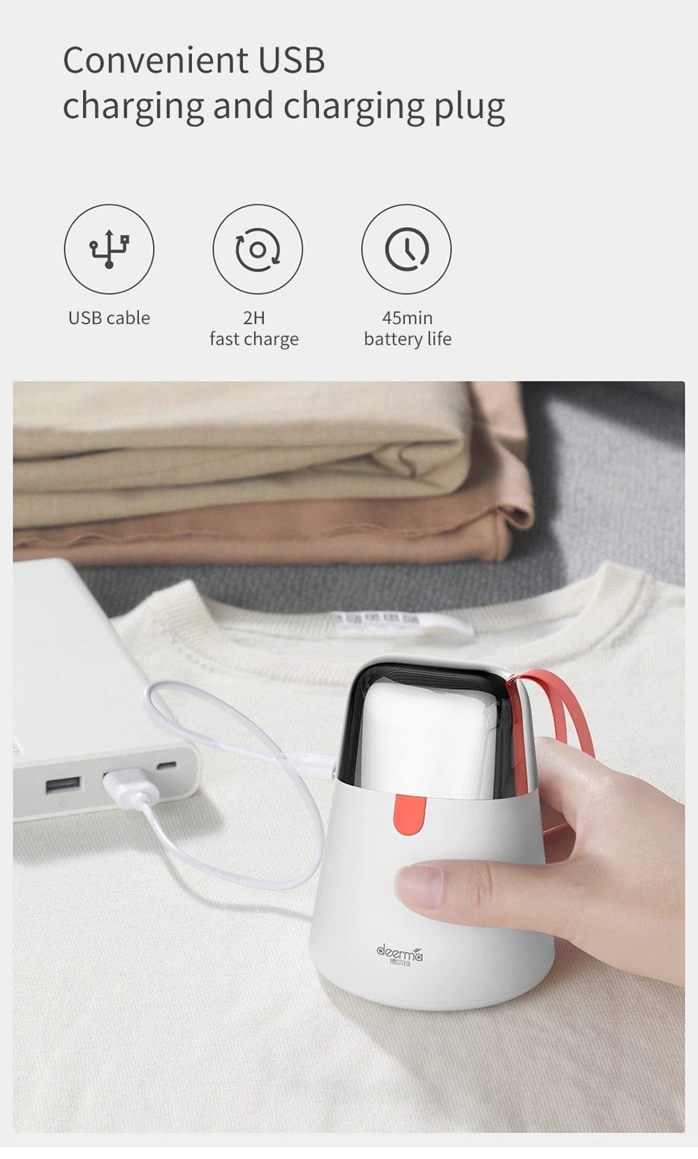Youpin Portable Deerma 2 In 1 Mini 3 Blades Hair Ball Trimmer USB Charging Clothes Sticky Hair Multi-function Fast Removal Ball - Smart Tech Shopping