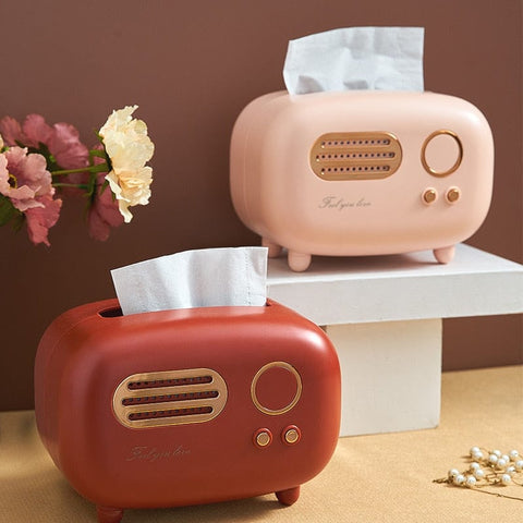 Vintage Style Back model radio tissue box desktop paper holder , Tissue dispenser