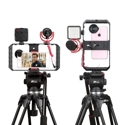 U Rig Pro, Handle Rig Triple Hot Shoe Mounts Video Stabilizer Vlog Grip for phones - Smart Tech Shopping
