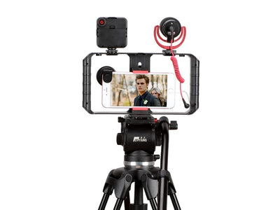 U Rig Pro, Handle Rig Triple Hot Shoe Mounts Video Stabilizer Vlog Grip for phones - Smart Tech Shopping