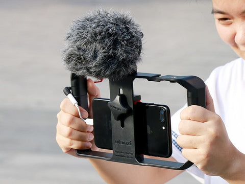 U Rig Pro, Handle Rig Triple Hot Shoe Mounts Video Stabilizer Vlog Grip for phones - Smart Tech Shopping