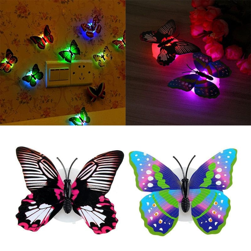 DIY 3D LED Butterfly Sticker Night Light Wall Decal