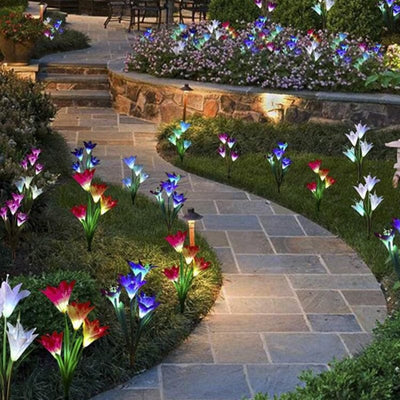 Solar Lily Flower Garden Lights for Outdoor Decoration
