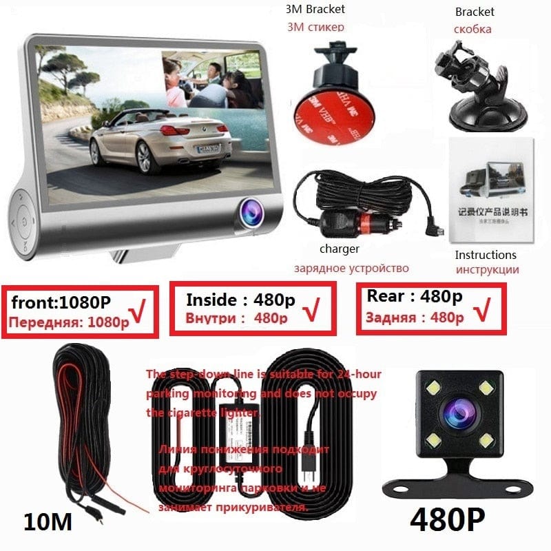 HD Night Car Dvr Dash Cam 4.0 Inch Video Recorder Auto Camera With Rear View Camera Dashcam - Smart Tech Shopping