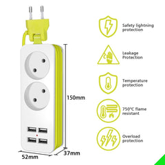 Power Strip with 4 USB Ports Charger Socket 1200W Multiple Portable Travel Plug Adapter for Smartphones Tablets - Smart Tech Shopping