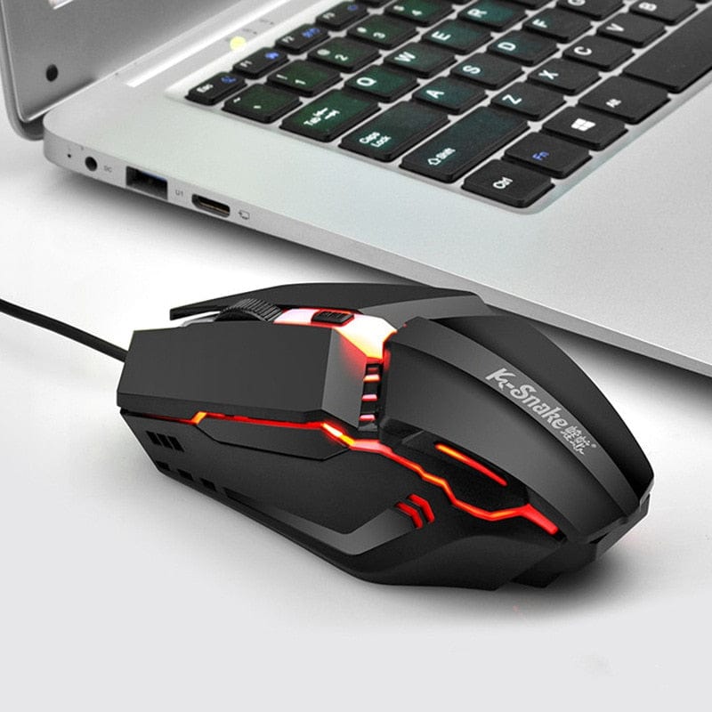 K-SNAKE Gaming Luminous 1600DPI USB Wired Laptop Mouse - Smart Tech Shopping