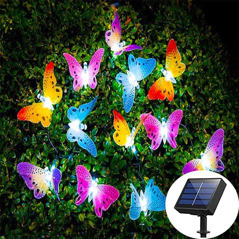 Solar Powered Butterfly Fairy String Lights for Outdoor Decoration