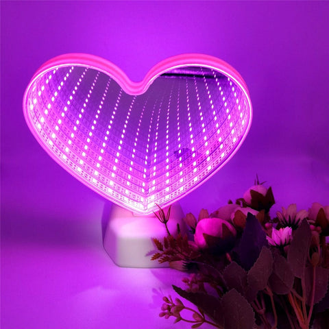 Infinity Mirror Tunnel Light, 3D LED Night Light Love Heart Lamp, Both Sides Mirror For Home Bedroom Decoration - Smart Tech Shopping