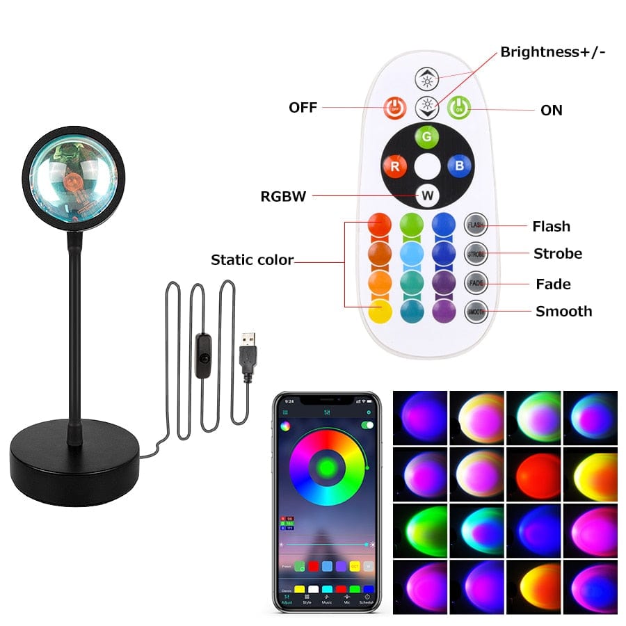 Sunset Lamp, VooVoo- Smart Bluetooth Sunset Projection Lamp - Smart Tech Shopping